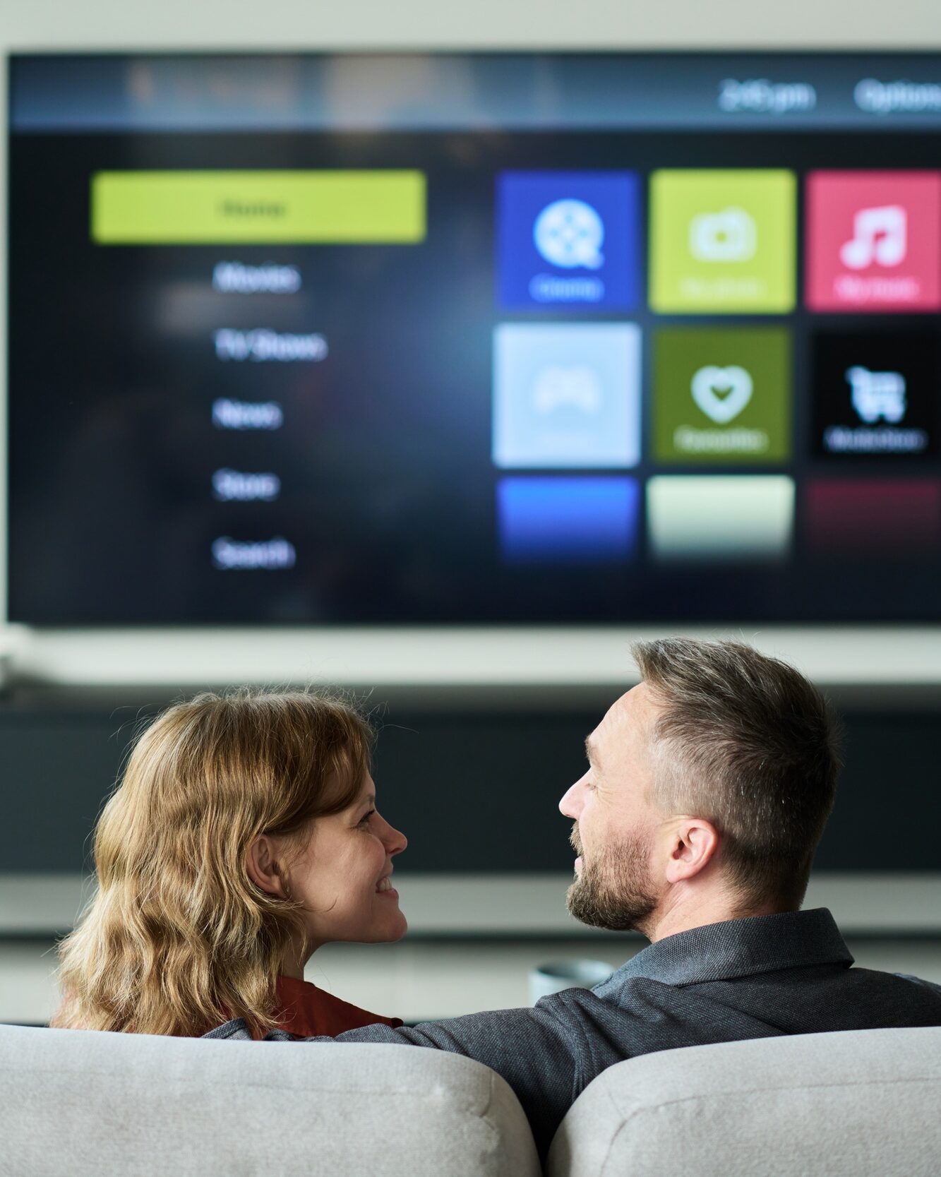Watching TV Together in Living Room